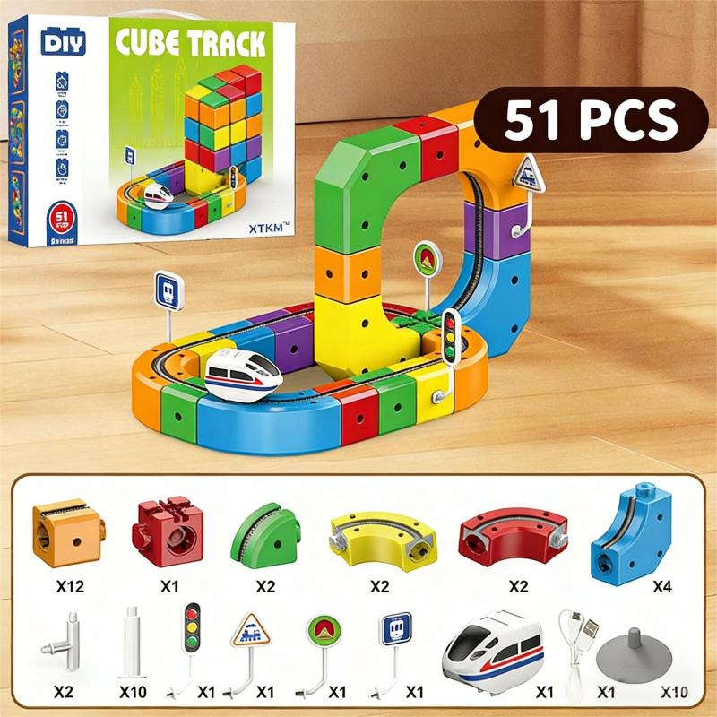 New Magic Track Train Cube Toy Maze Magnetic Building Blocks For Children Educational Construction Diy Brick Toy Model Gift Kid