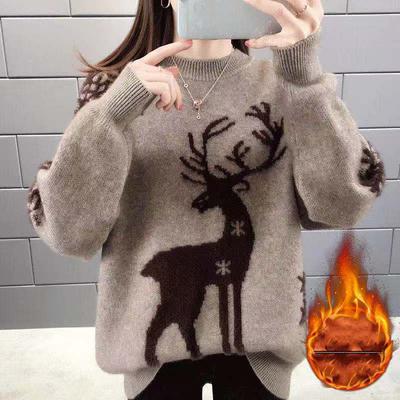 Christmas Year Loose Knitted Sweaters Women Autumn Winter Warm Pullover All Match Sweater Bottoming Shirt Female