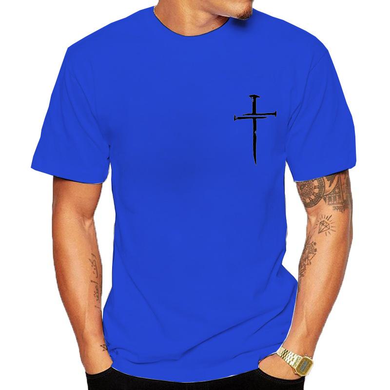 Unisexs Crew Neck Short Sleeve T Shirt Nail Cross Faith Graphic Tee Minimal Religious Art Casual Unisexs For Church Daily Street Wear