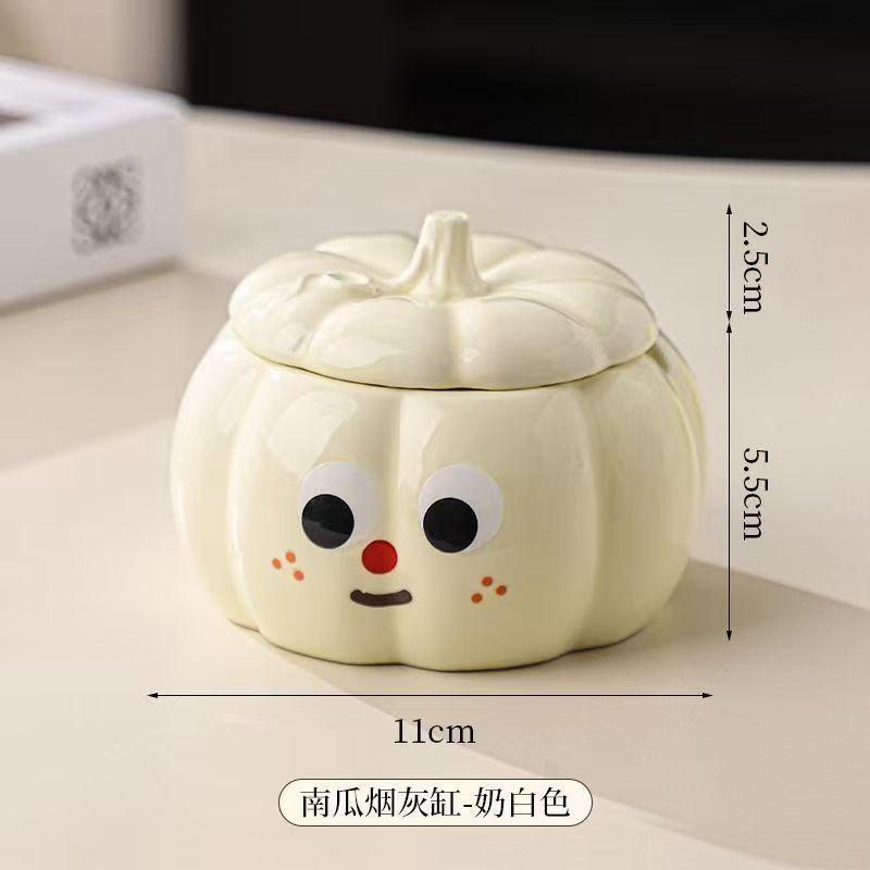 Cute Ceramic Ashtray with Lid Creative Personalized Office Home Living Room Decorative Commercial Use Ashtray Simple Modern