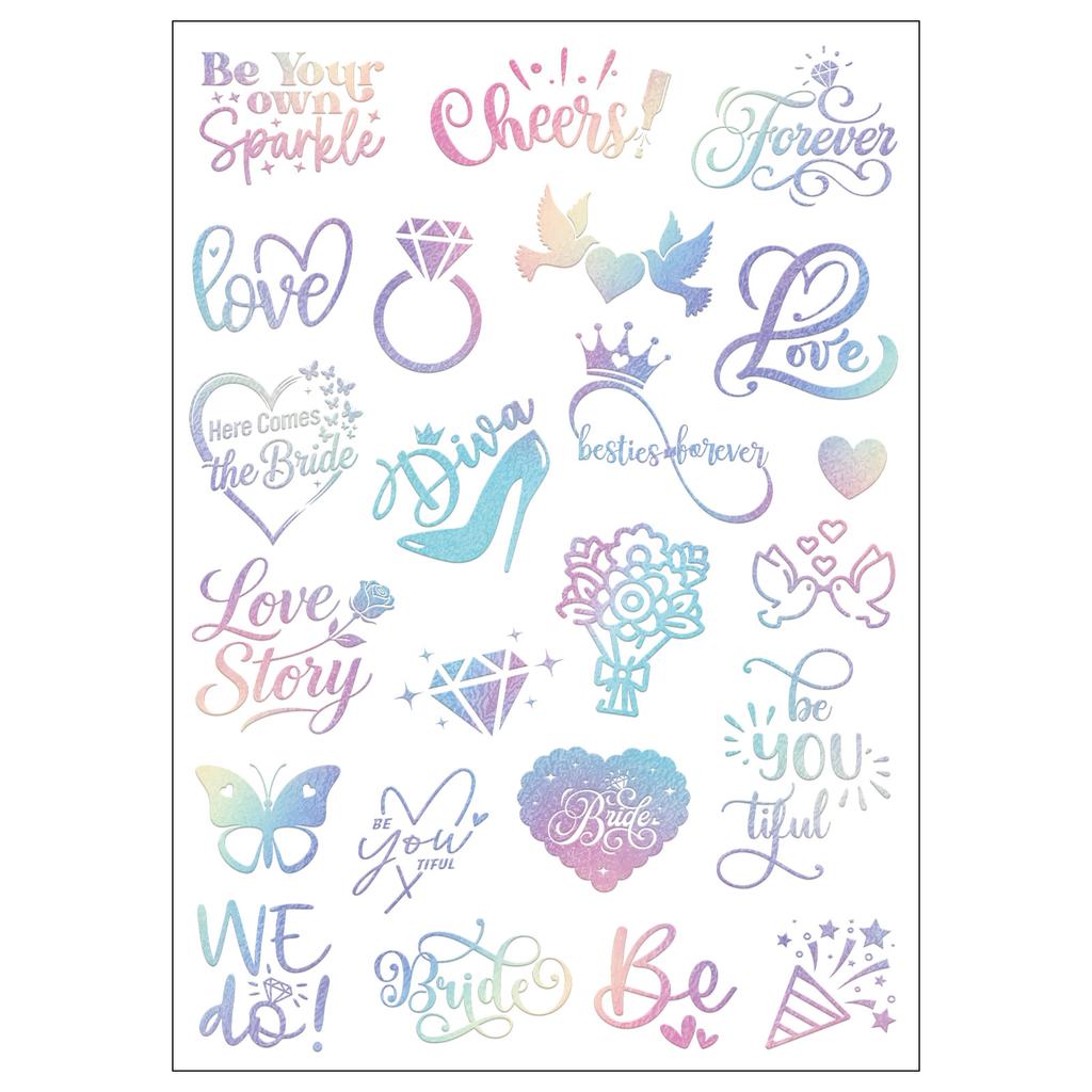 Colorful Laser Bronzing Tattoo Stickers Wedding Party Bachelorette Bridesmaid Party Metal Stickers