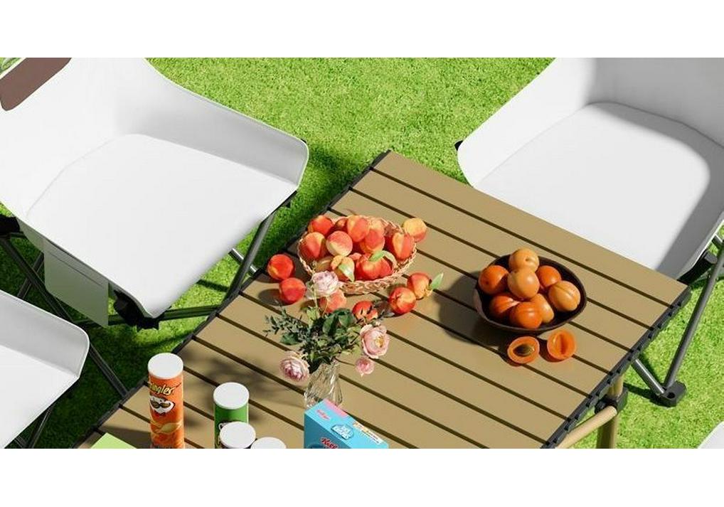 Portable Outdoor Folding Table and Chairs Set - Compact Egg Roll Design for Camping and Picnics