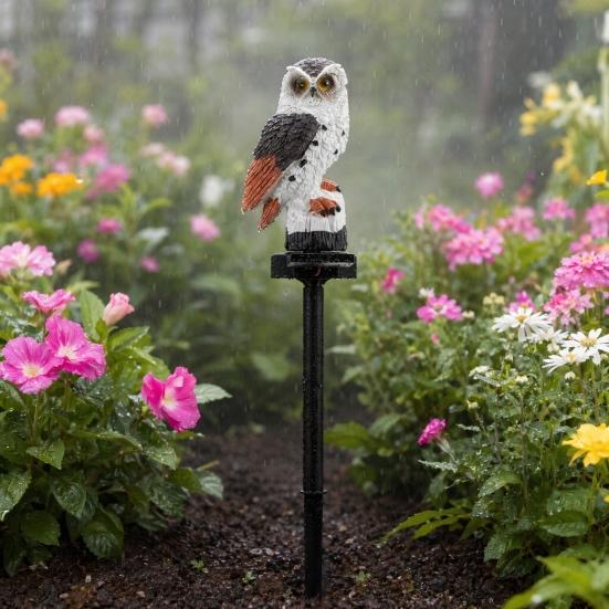 Solar Owl Lawn Light, Garden Owl Statue Solar Light, Outdoor LED Owl Light with Spike for Yard Patio Pathway