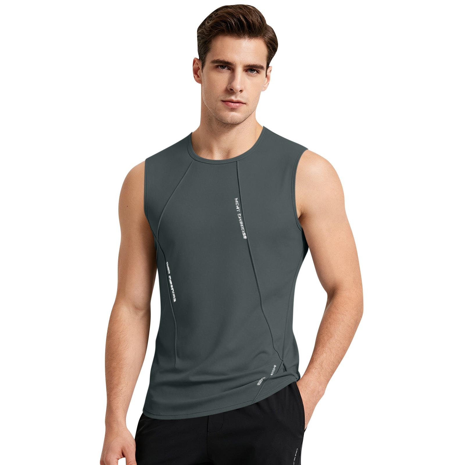Men Sleeveless Athletic Tank Top Quick Dry Workout Shirt Lightweight Fitness Running Gym Training Sleeveless Tee Breathable Performance M