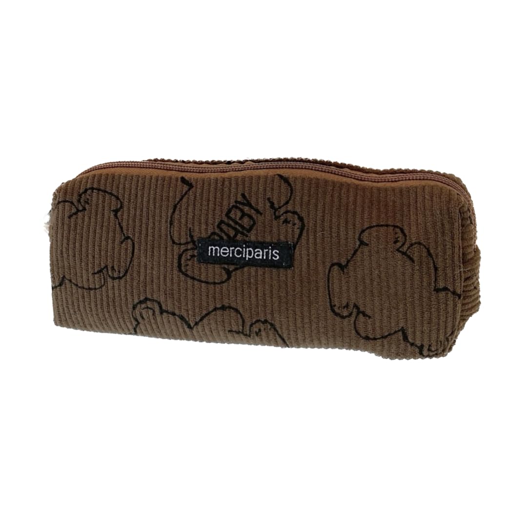 

Pencil pen large for middle and high school multiple storage case, case, Korean, stationery, capacity, simple, students, girls, (brown)