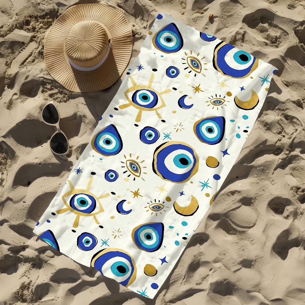 Glücksaugen Blau Böse Augen Handtuch Strandtuch Übergröße Schnelltrocknend Handtuch Saugfähig Weich Schwimmen Strandhandtücher für Männer Frauen