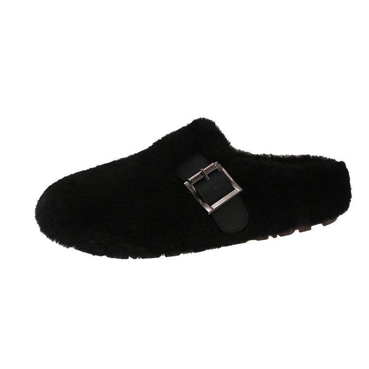 Mao Mao slippers women's outer wear 2025 new autumn and winter one-pedal fashion out bag head half drag cotton slippers Mao Mao shoes