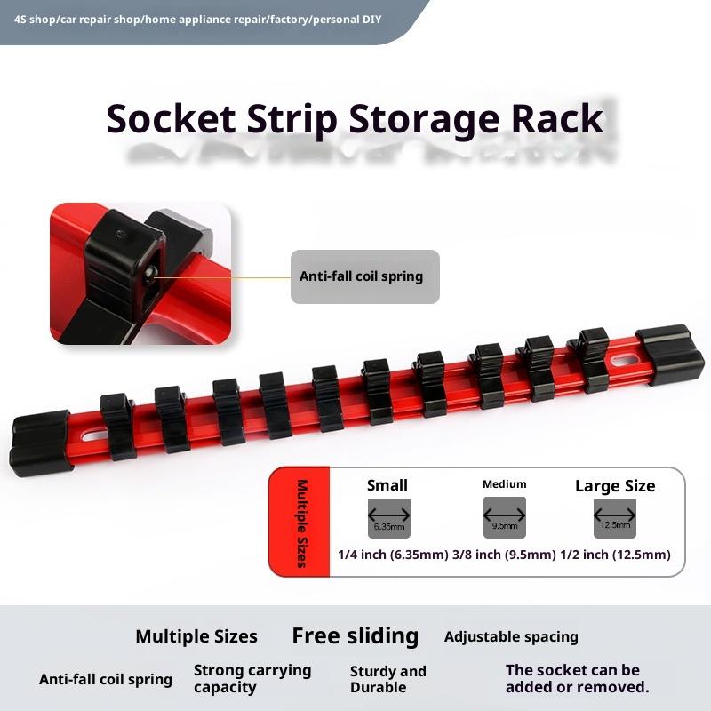 1/4" 3/8" 1/2" Socket Wrench Holder Rail Bracket Wall Holder Wrench Storage Tool Box Socket Organizer Universal Traight