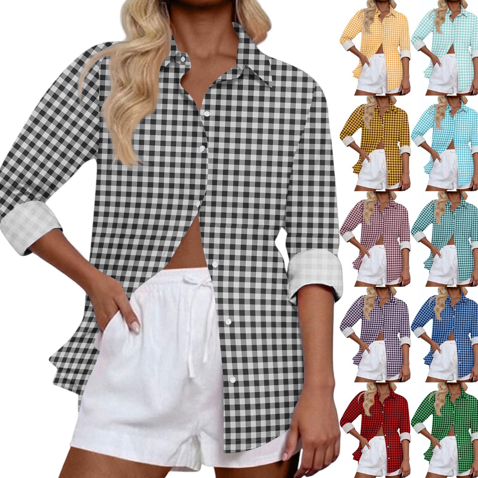 

Women s Casual Fashion Tops Long Sleeve Button Loose Shirt S