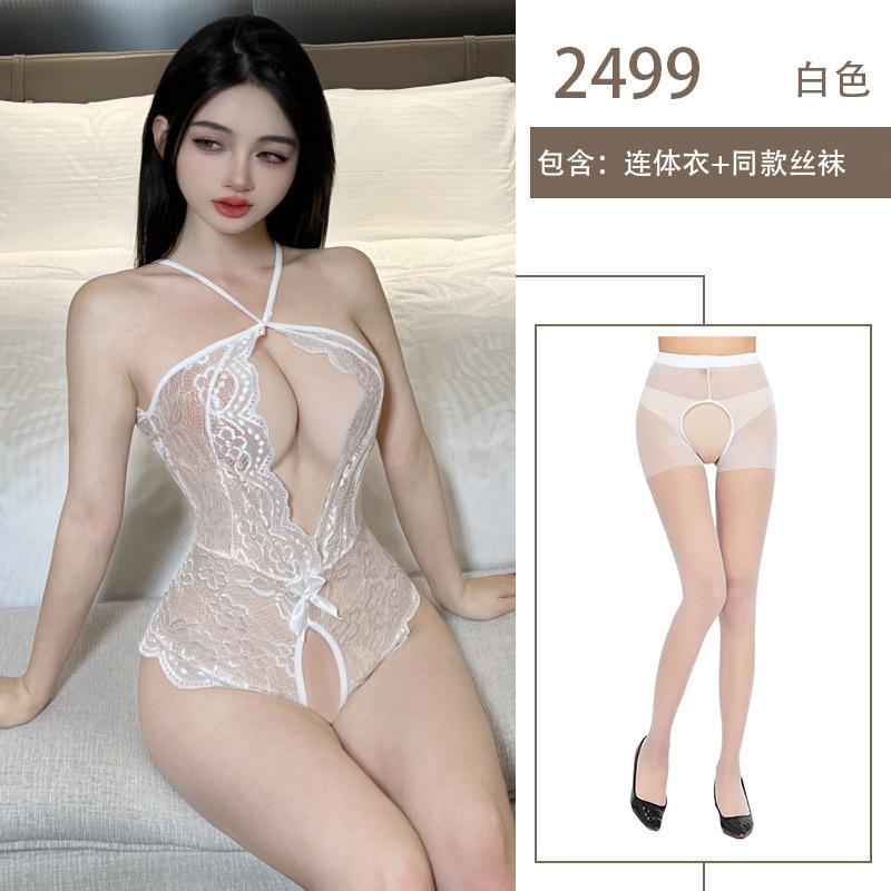Sexy Lingerie Sexy Lace Perspective Nightclub Queen Pure Desire Uniform Open Hot Breast Conjoined