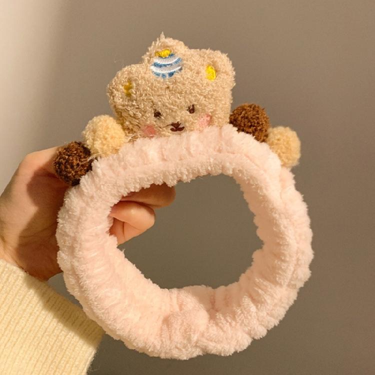 Cartoon-Bär Plüsch-Stirnband Cosplay Kostüm Haarreif Geburtstagsparty Haarband Damen Gesichtswaschen Fitnessstudio Sport Haar-Accessoire