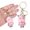 2Pcs Keychain Pendant Cartoon DiamondStudded Resin Small Cow Shape Metal Key   Decoration(White )