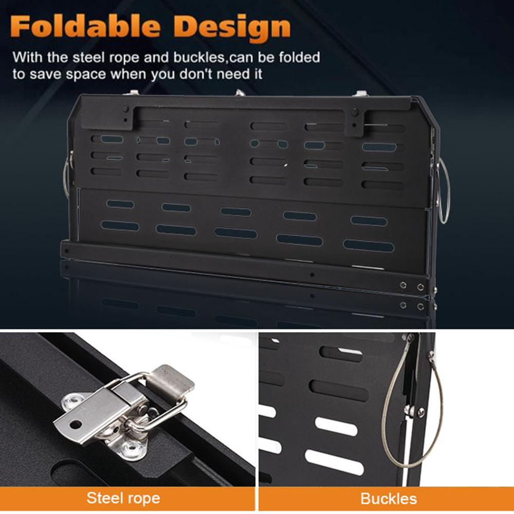 2-Tier Tailgate Table Fit for Jeep Wrangler JL 2018-2022 Year of Made, Iron Back Shelf Stand Rear Trunk Door Mounting Tray