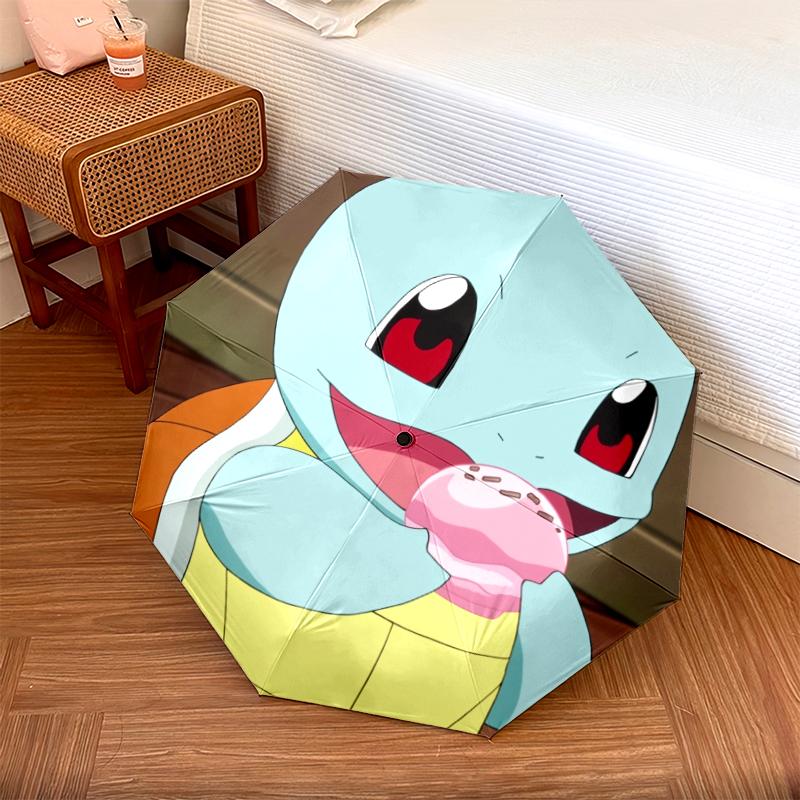 Cute Squirtle pattern, automatic folding umbrella, portable and foldable design, 8 ribs, a Christmas or birthday gift.