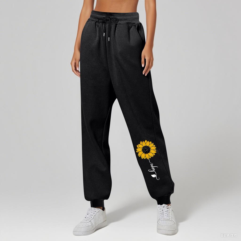 Ladies' Printed Unisex Casual Pocket Drawstring  Pants