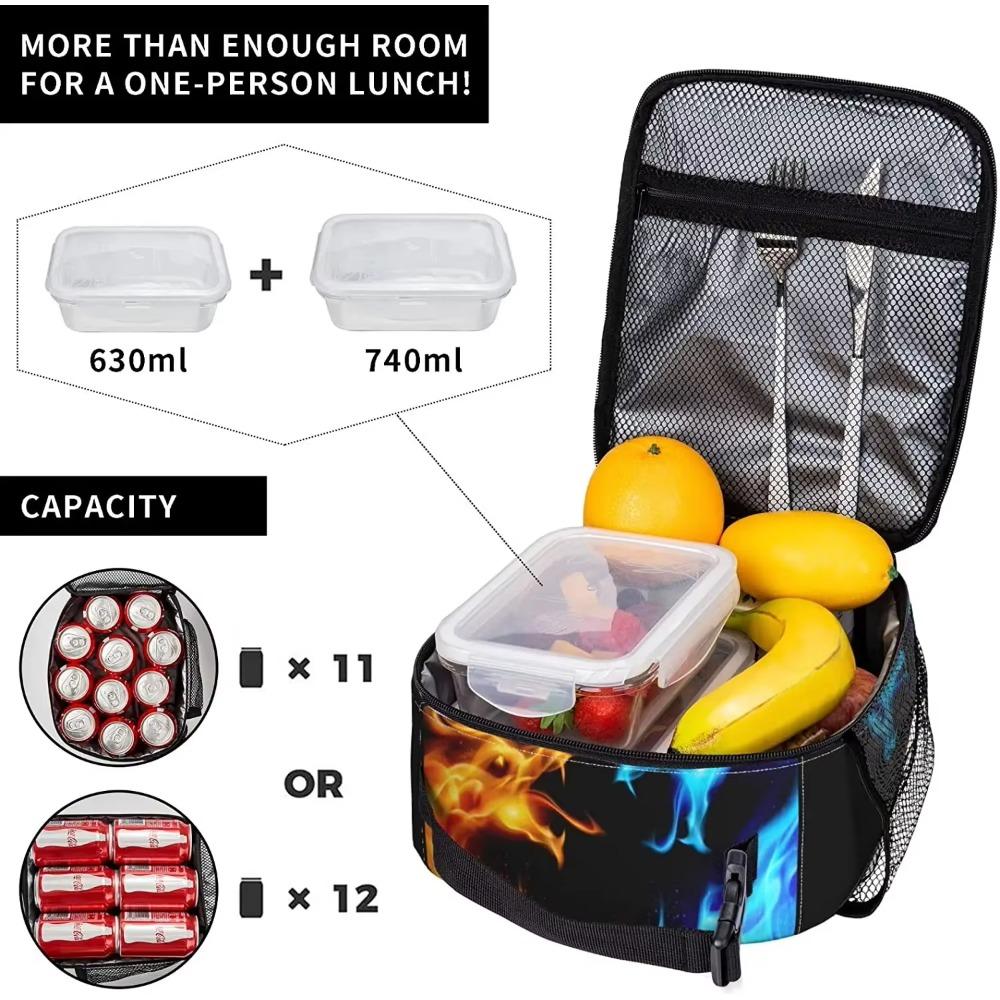 Ice and Fire Dragon Totes Lunch Bag Portable Insulated Lunch Box Back To School Picnic Office Travel