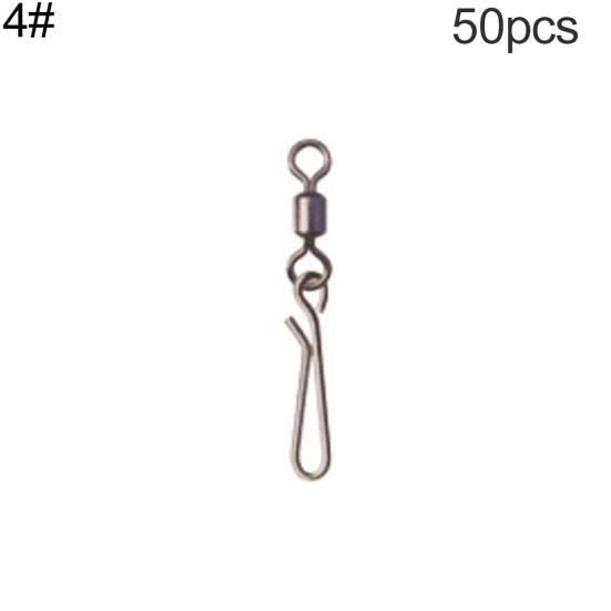 50Pcs/Set Rolling Swivel with Hanging Snap Fishing Tackle Fishhooks Connector