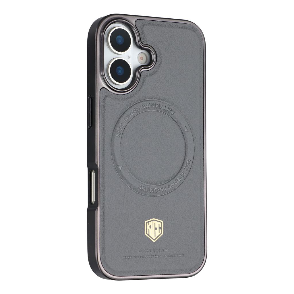 KIGC For iPhone 17 Case Compatible with MagSafe PC + TPU + PU Electroplating Phone Cover