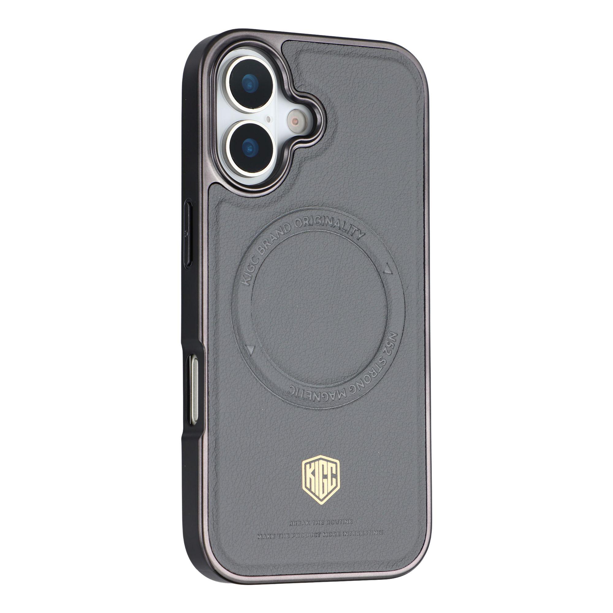 KIGC For iPhone 17 Case Compatible with MagSafe PC + TPU + PU Electroplating Phone Cover