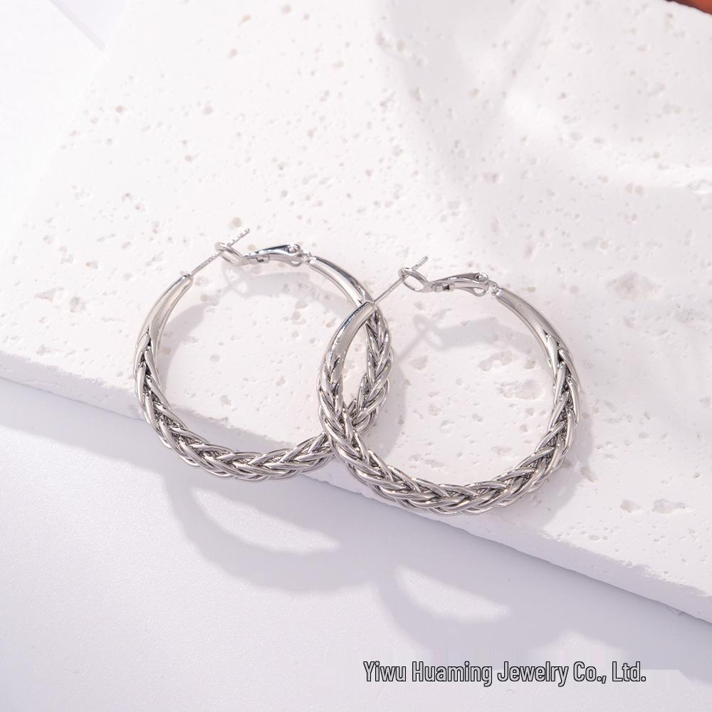 Silver Needle Circle Earrings, Fashionable High-End Copper Ear Hoops, Light Luxury, Versatile Jewelry Accessory.