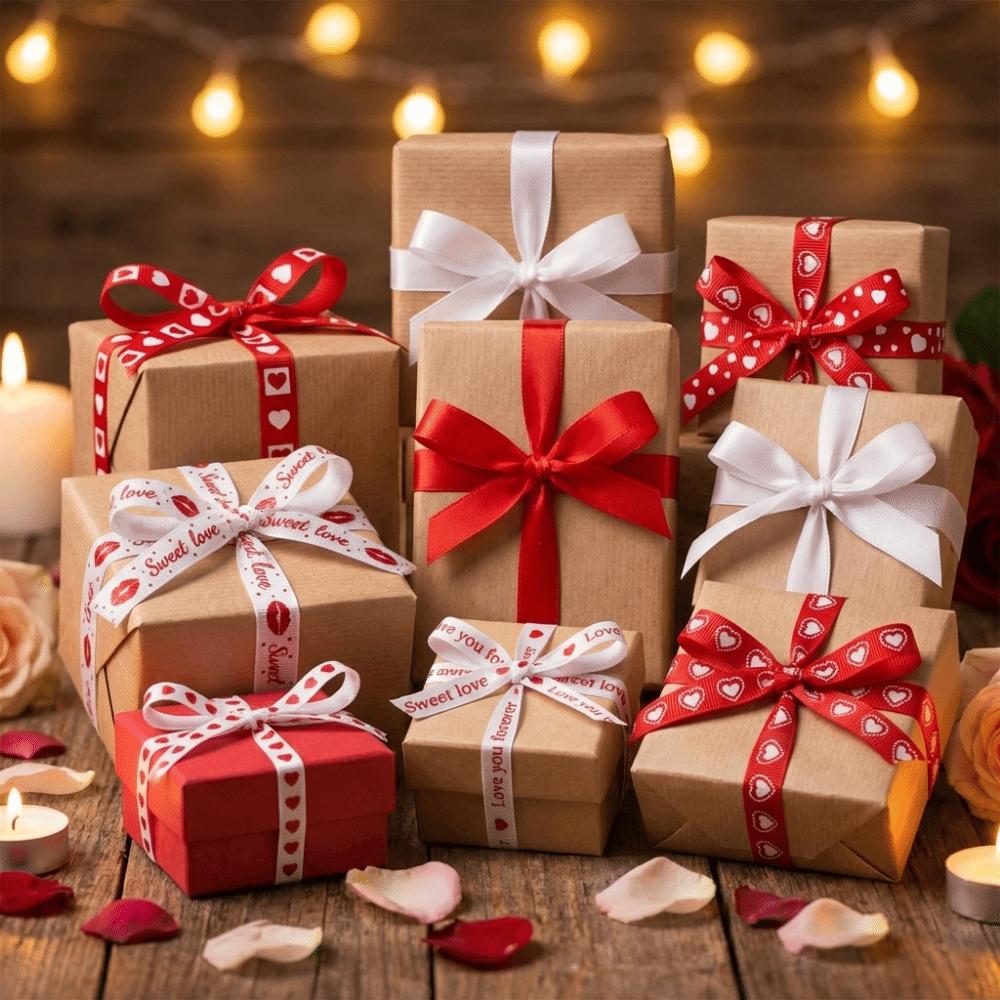 Single-Sided Heart Print Ribbon 5 Yards Bouquet Packaging Ribbon Gift Packaging Ribbon  DIY