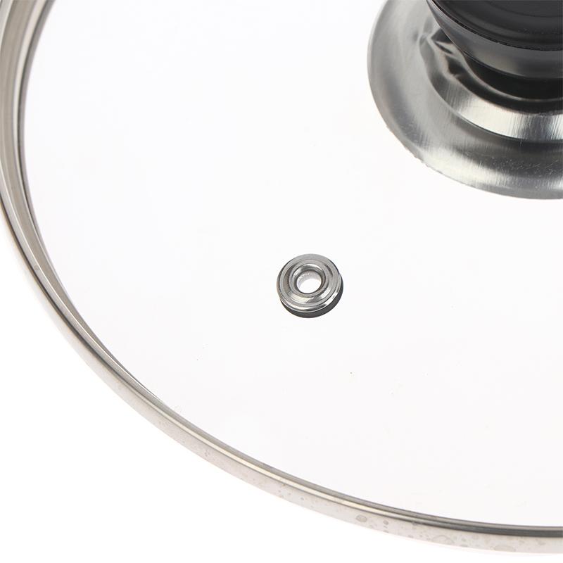 Visible Pot Cover Tempered Glass Pot Lid Stainless Steel Rimmed Pan Lid Spill Shatter-Proof Round Chef Glass Cover