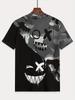 Summer 2025 new fashion 3D printed smiling face pattern casual, fashionable, soft and comfortable children's T-shirt