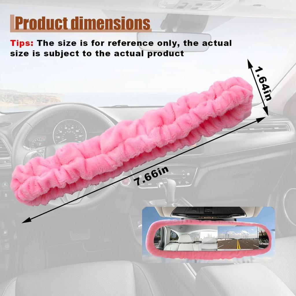 Elastic Plush Auto Rear View Mirror Protector - Stretchy Comfortable Car Rearview Mirror Cover - Automotive Interior Rearview Mirror Decorations -