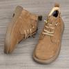New Men's Cowhide Short Boots Winter Stretch Shoelace Ankle Boots Men's Leather Soft Bottom Vintage Workwear shoes Chelsea Boots