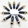 Colorful Hexagonal Gemstone Pendant Necklace with Gold Alloy Cap