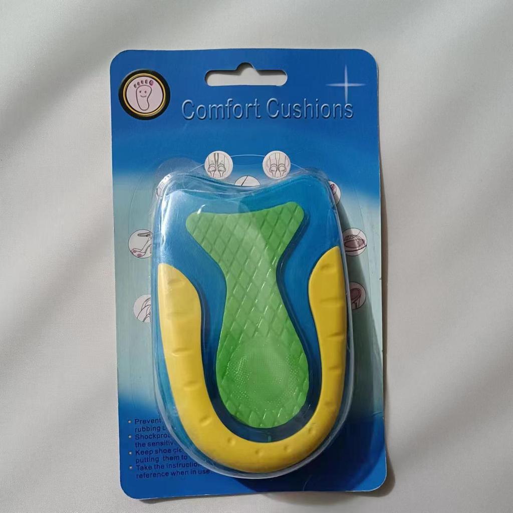 Tricolor Silicone Heel Pad: Sport Shock Absorption, Odor Resistant, Sweat Absorbent, U-Shaped Half Size Insole.