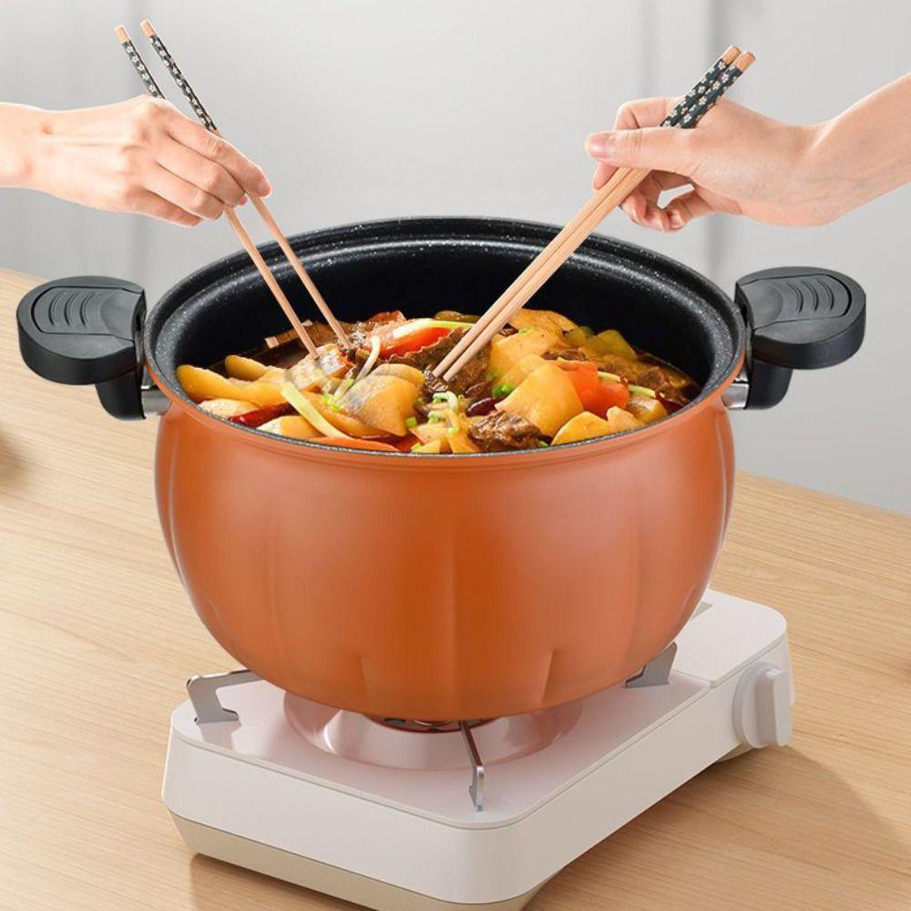 Refined Iron Pumpkin Soup Pot 5/8L Pumpkin Micro Pressure Pot Household   Induction Cooker