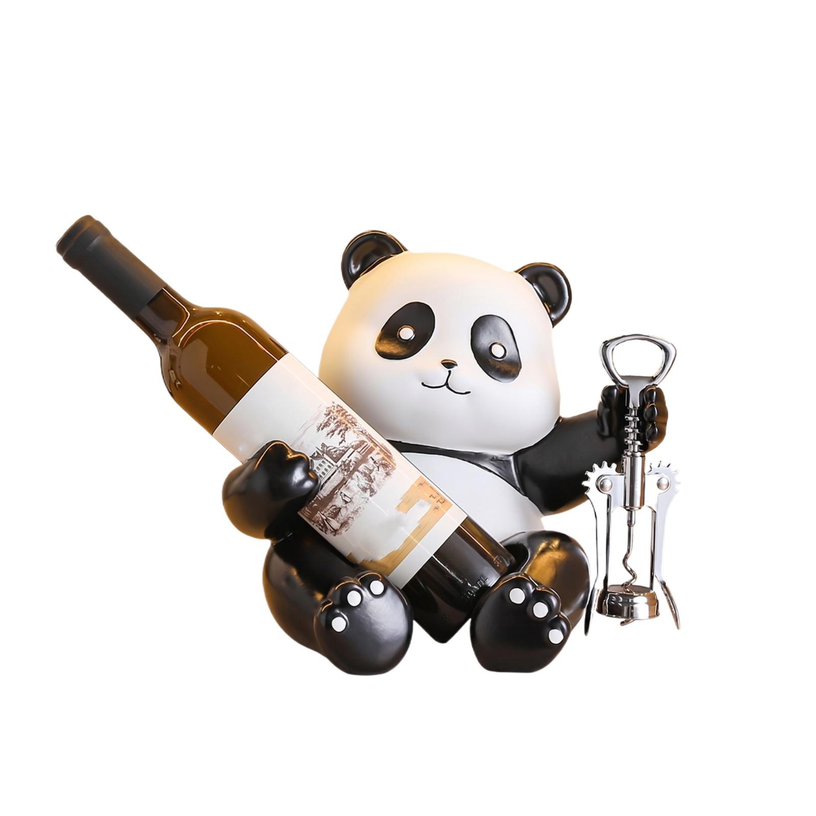 

Creative Panda Wine Bottle Opener Set with Wine Rack Desktop Decorative Sculpture for Home Bar Kitchen Tabletop Display and Gift one size