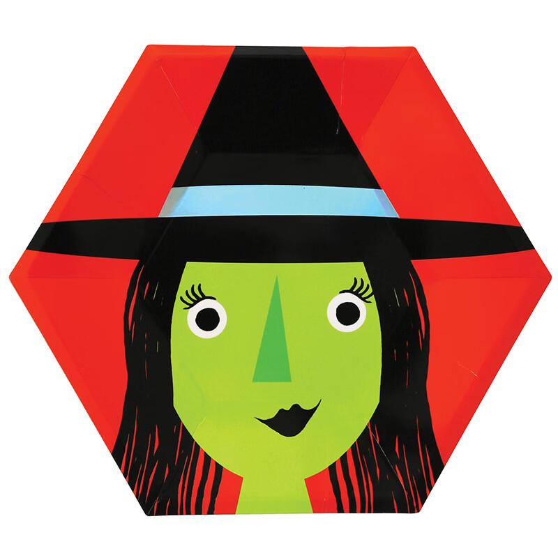 OIMG Halloween Witch Gold & Silver Stamped Hexagonal Paper Plates