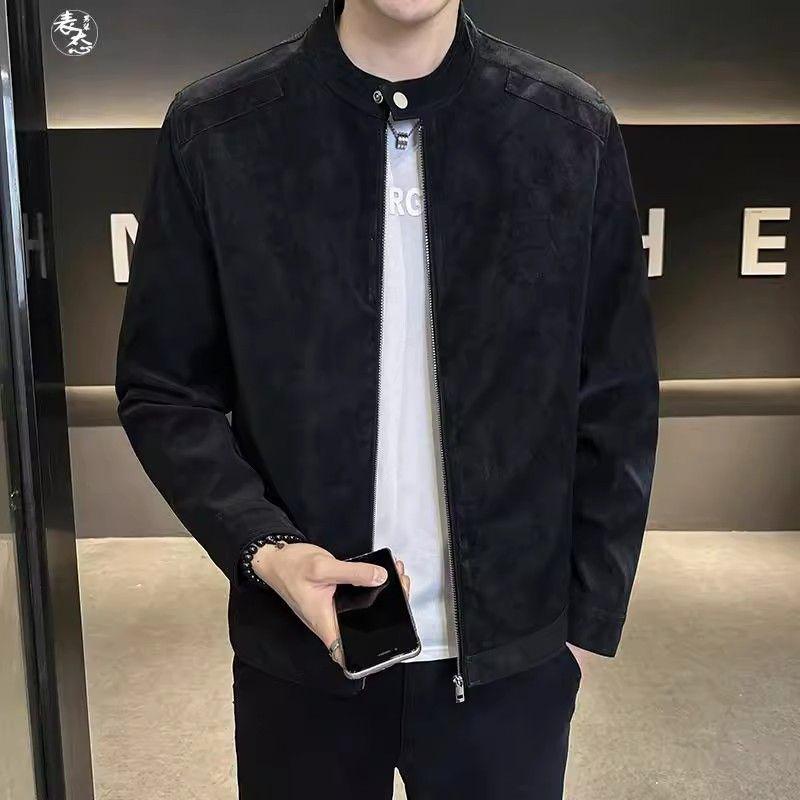 Herren Arbeitsjacke 2026 aus Wildleder mit Stehkragen - Vielseitig für Frühling, Herbst und Winter