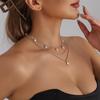 Diamond-encrusted Water Drop Necklace, Exquisite Temperament, Multi-layer Imitation Pearl Personality Stacked Collarbone Chain, Neck Chain