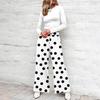 Damen Sommer Locker Weites Bein Hose Elastischer Bund Knopfleiste Vorne Mit Taschen Polka Dot Farbverlauf Druck Lässige Hose