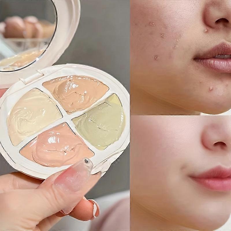 Vierfarbige Concealer-Creme Feuchtigkeitsspendender Concealer für Augenringe, Aufhellung, Mehrfarbiges Contouring, Foundation-Creme