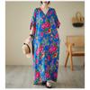 Summer V-neck Cotton Silk Large Size Loose Literary Vacation Style Beach Dresses