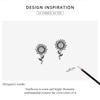 BAMOER Genuine 925 Sterling Silver Sunflower Stud Earring for Women Jewelry