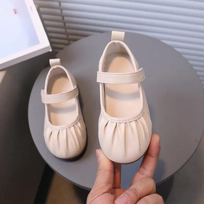 Mädchen Weiche Süße Prinzessin Tanzschuhe für Party Hochzeit Kindermode Plissierte Lederschuhe Kinder Neue Schicke Einfarbige Ballerinas