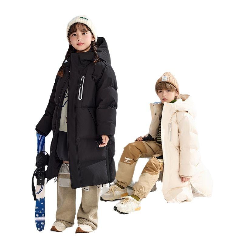 Ny Stil Extrem Kyla Pojkar och Flickor Dunjackor Mellanlång Knälång Bomullsjacka Förälder-barn Medium