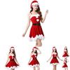 Red Velvet Women Christmas Costume With Soft Touch Santa Claus Dress And Hat