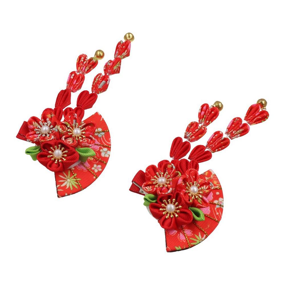 Flower Japanese Kimono Headwear Sakura Tassel Fan Hairpin Lovely   Girls