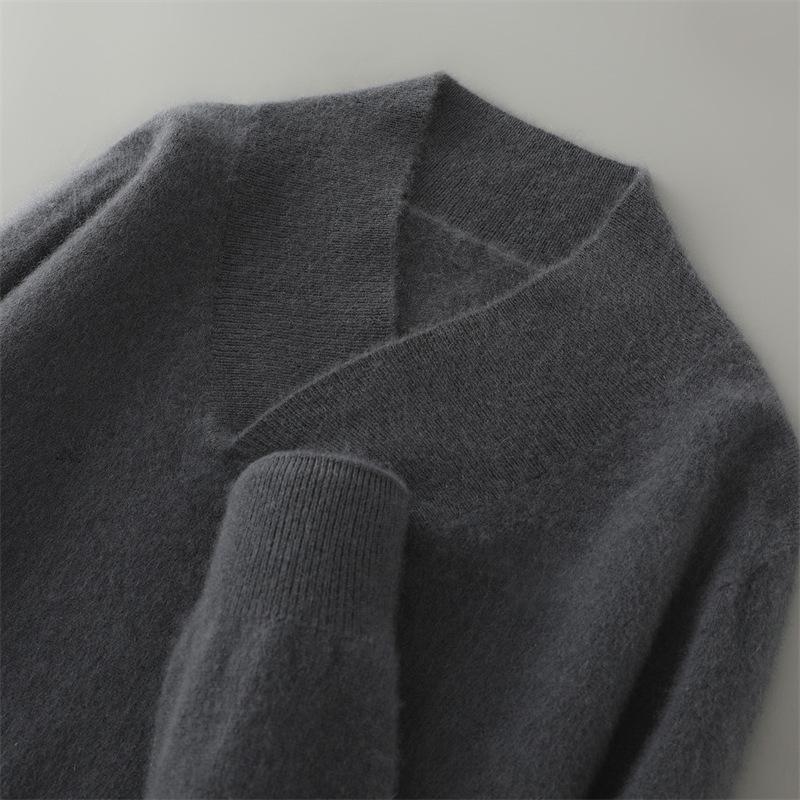 Men s Green Collar Knit Wool Cardigan Pullover - Business Casual Autumn/Winter Sweater 3XL