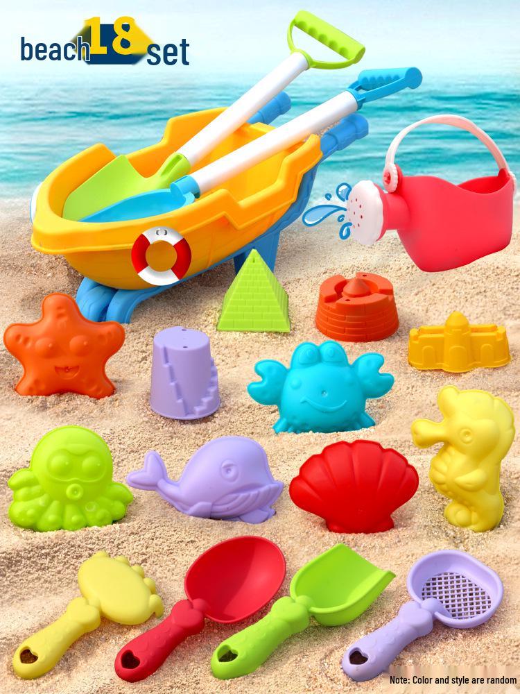 Interactive Educational Beach Toy Set: Ocean Sand Molds, Sprinkler, Shovel, Sand Timer, and Water Play Kit