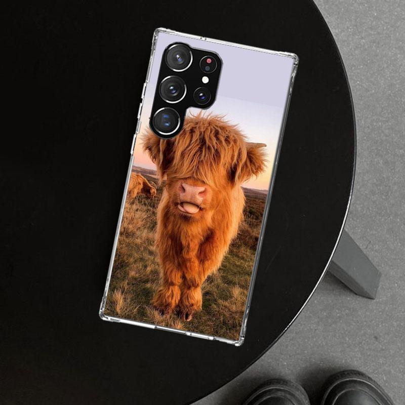 Cute Highland Cow Phone Case Cover for Samsung Galaxy S26 S25 Edge S24 S23 Ultra S22 Plus S21 FE S20 + Art Customized Fundas Gal