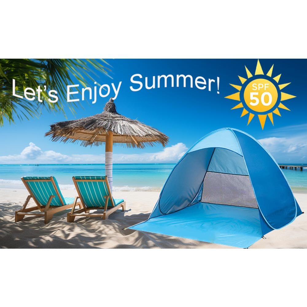 Schnelles automatisches Strandzelt, Outdoor-Strandschatten-Sonnenschutzzelt, UPF50+, tragbares Stranddach für Camping-Angeln