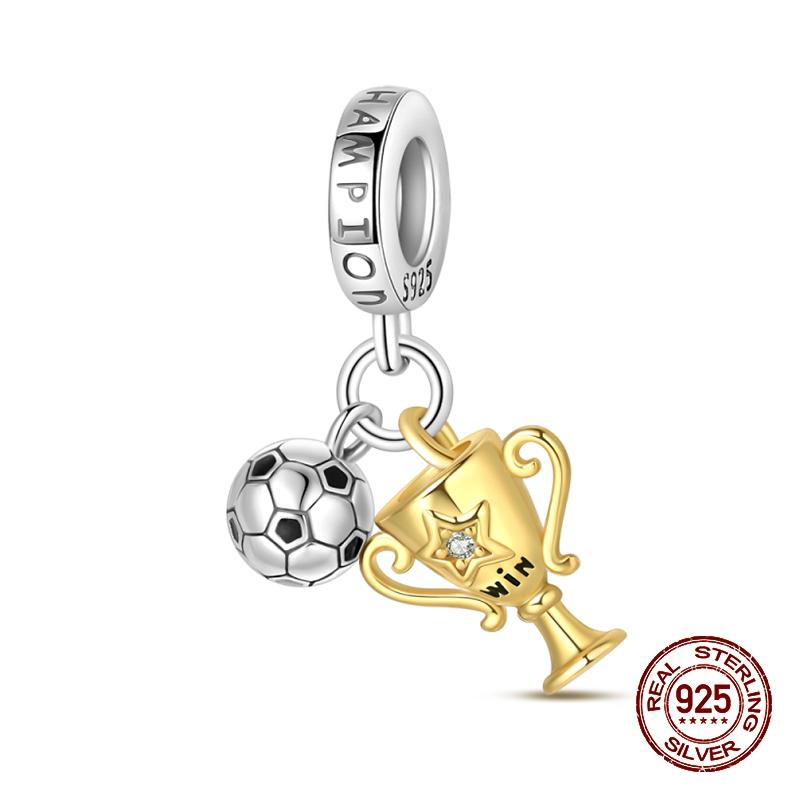 Sports Series Charm Jewelry Football Beads 100% Copper Pendant Fit 3Mmoriginal Bracelets Diy Souvenir Gift