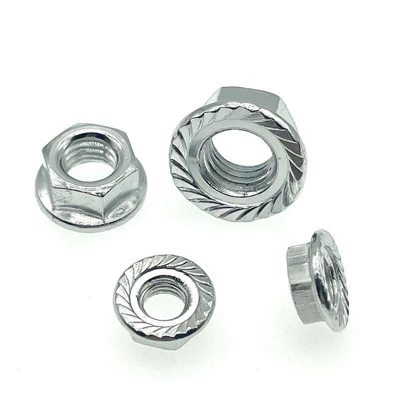 Anti-slip Hexagon Knurled Flange Nut with Washer, Galvanized, Sizes M3-M16